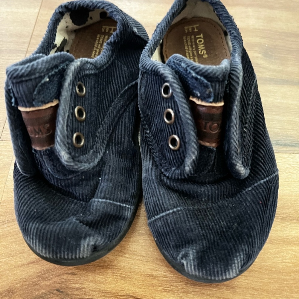 Toms Velcro blue toddler shoes